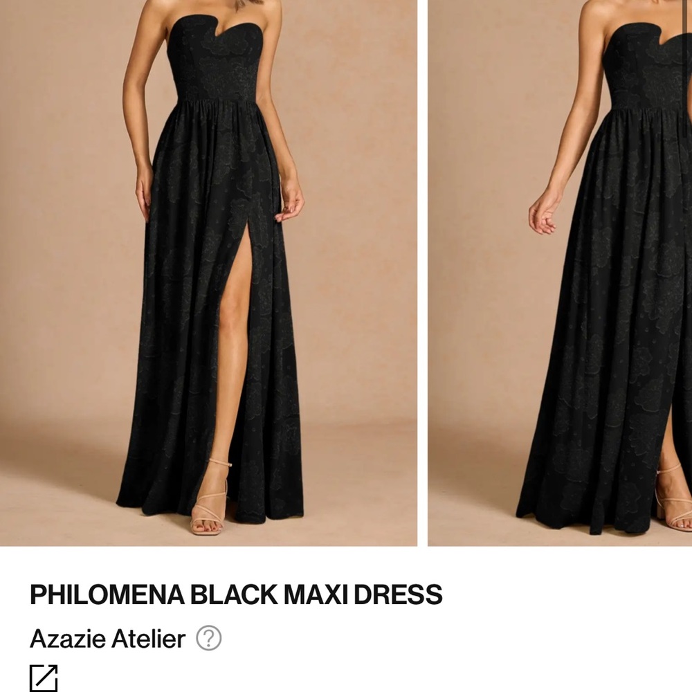 Azazie black strapless maxi dress